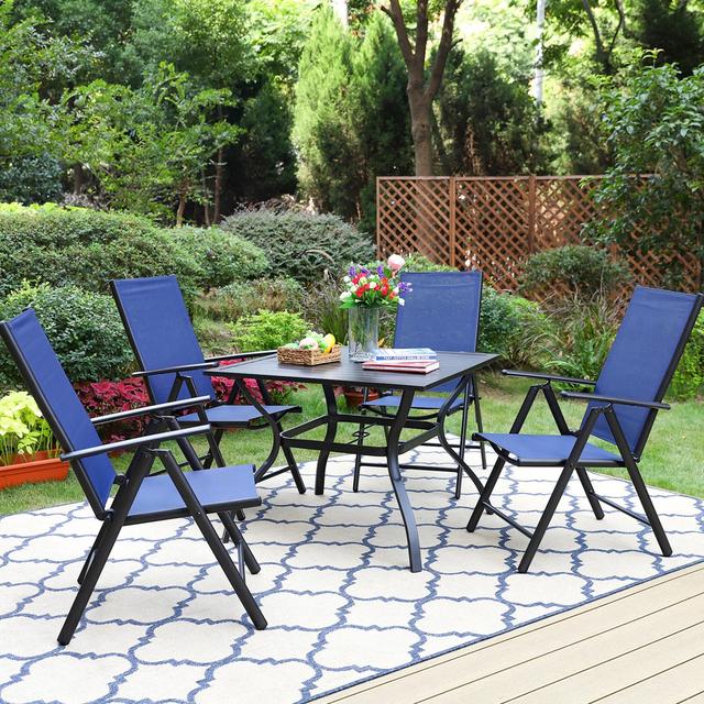 Square 5 - Piece 4 - Person 94Cm L Outdoor Table Set EUCamping World Int. (Alphamarts) Colour: Blue on Productcaster.