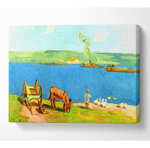 Sisley River Bank - Wrapped Canvas Art Prints House of Hampton Size: 35.6cm H x 50.8cm W on Productcaster.