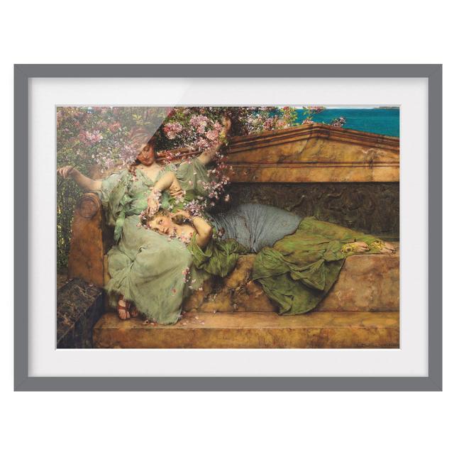 Tadema in the Rose Garden by Sir Lawrence Alma - Picture Frame Painting Astoria Grand Size: 50cm H x 70cm W x 2cm D, Frame Option: Grey Framed on Productcaster.