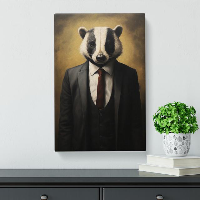 Badger in a Suit Painting Happy Larry Size: 76cm H x 50cm W x 3cm D on Productcaster.