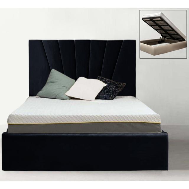 Annelee Upholstered Storage Bed Canora Grey Colour: Black, Size: Super King (6') on Productcaster.