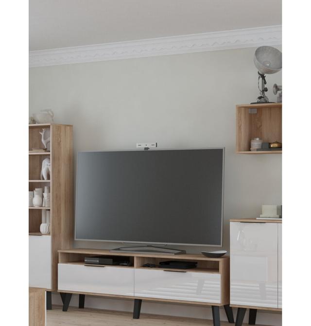 Thatcham TV Stand for TVs up to 70" Latitude Run Colour: Bright Sonoma/White Gloss on Productcaster.