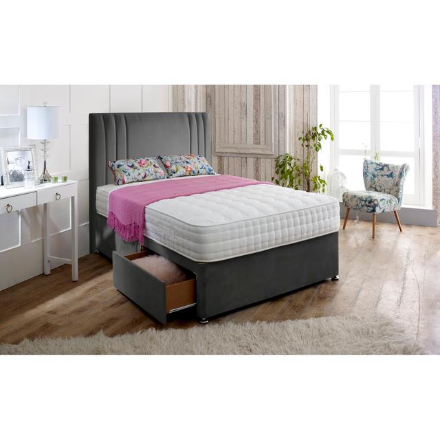 Jacklyn Divan Bed Set Fairmont Park Size: Super King (6'), Storage Type: 2 Drawers (Foot End), Colour: Steel on Productcaster.