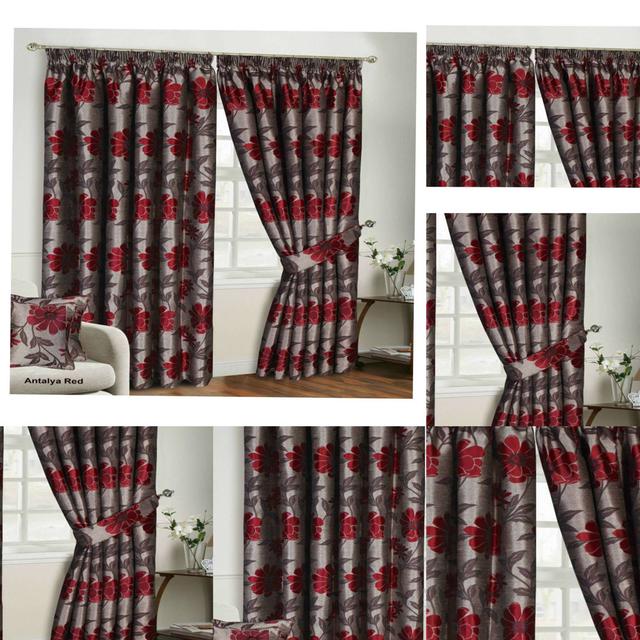 Mequon Polyester Room Darkening Pinch Pleat Curtain Pair (Set of 2) Astoria Grand Panel Size: 117 W x 183 D cm, Colour: Red on Productcaster.