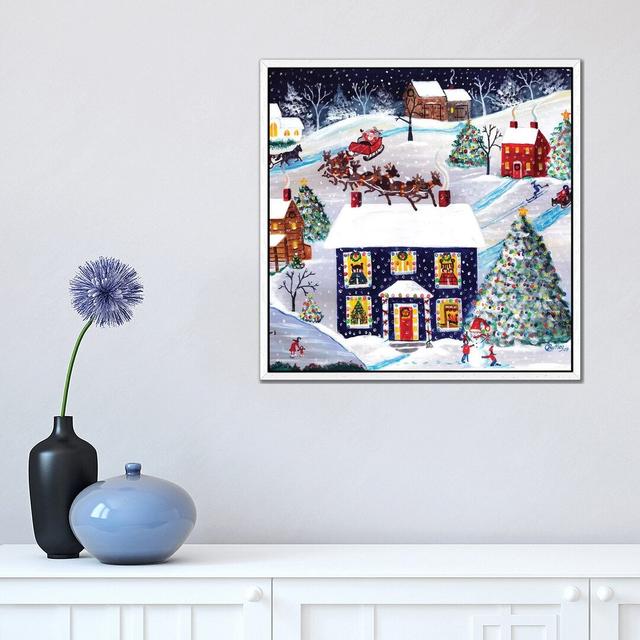 Santa Reindeer Christmas Eve Cheryl Bartley by Cheryl Bartley - Print on Canvas Ebern Designs Size: 45.72cm H x 45.72cm W x 3.81cm D, Format: White Fr on Productcaster.