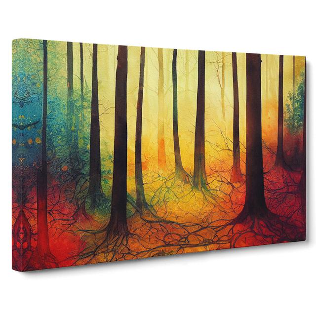 Luminous Colourful Forest - Wrapped Canvas Graphic Art Alpen Home Size: 50cm H x 76cm W x 3cm D on Productcaster.