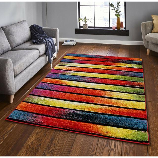 Daekwon Orange/Black/Green Rug Ebern Designs Rug Size: Rectangle 200 x 290cm on Productcaster.