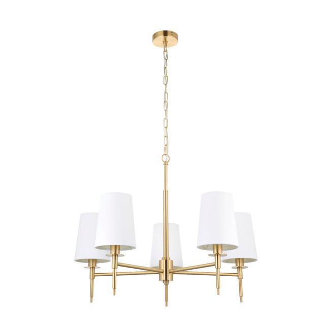 Heidler 5-Light Shaded Chandelier Ebern Designs Fixture Finish: Satin Brass on Productcaster.