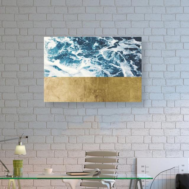 'Mykonos Water Gold' Graphic Art Print on Wrapped Canvas East Urban Home Size: 61cm H x 91cm W on Productcaster.