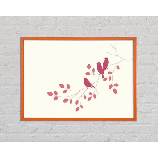 Pink Bird Leaves Framed Print Wall Art ClassicLiving Size: 21cm H x 29.7cm W x 2cm D, Format: Orange Framed Paper on Productcaster.