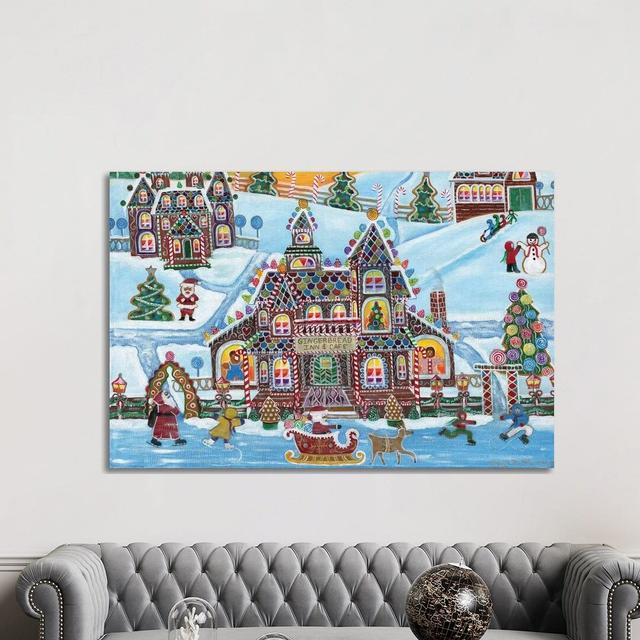 Christmas Gingerbread Inn And Cafe by Cheryl Bartley - Print on Canvas Ebern Designs Format: Wrapped Canvas, Size: 101.6cm H x 152.4cm W x 3.81cm D on Productcaster.