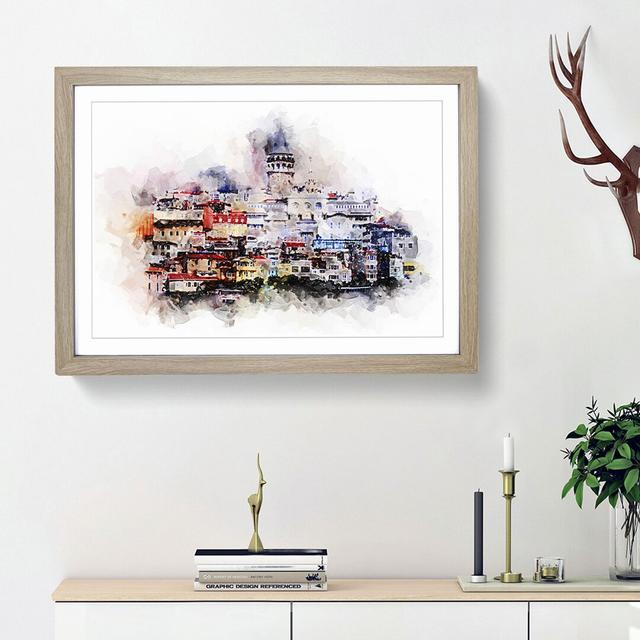 Galata Tower in Istanbul Turkey in Abstract - Picture Frame Painting Print East Urban Home Size: 62cm H x 87cm W x 2cm D, Frame Option: Oak Framed on Productcaster.