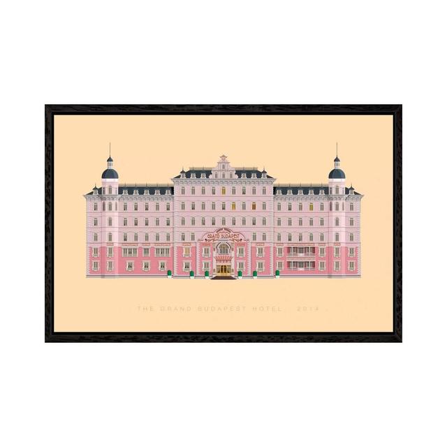 Leinwandbild - Grafikdruck „The Grand Budapest Hotel” von Fred Birchal 17 Stories Größe: 45,72 cm H x 66,04 cm B x 3,81 cm T, Format: Schwarz gerahmte on Productcaster.