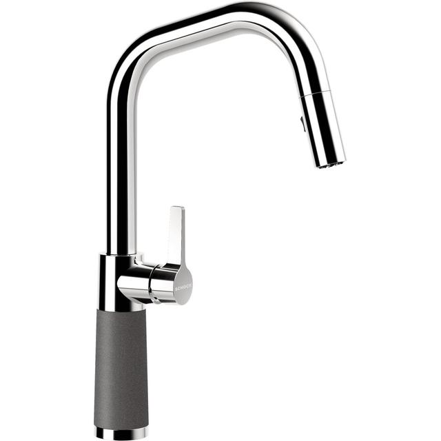 High Pressure Cristadur Pull Out Single Lever Monobloc Tap SCHOCK Finish: Stone on Productcaster.