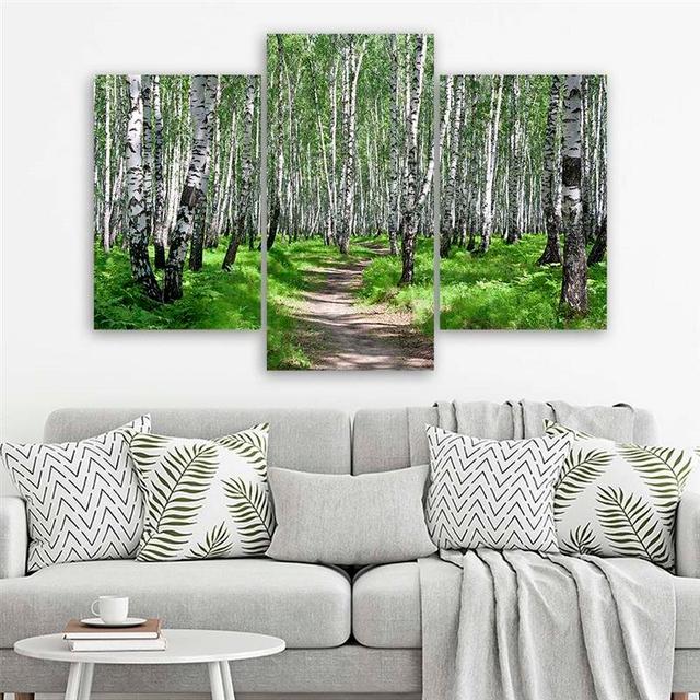 Birch Forest - 3 Piece Wrapped Canvas Photograph Print Set Alpen Home Size: 100cm H x 150cm W on Productcaster.