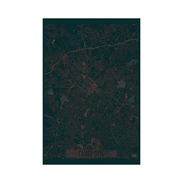 Charlotte Infrared Urban Blueprint Map Metro Lane Size: 152.4cm H x 101.6cm W x 3.81cm D on Productcaster.