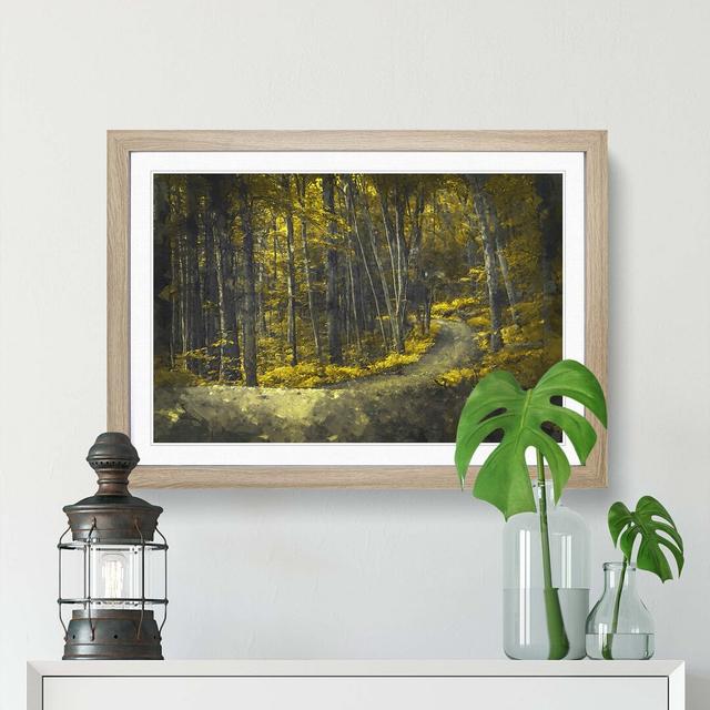 Yellow Forest in Connecticut - Picture Frame Graphic Art Print East Urban Home Frame Option: Oak, Size: 50cm H x 76cm W x 2cm D on Productcaster.