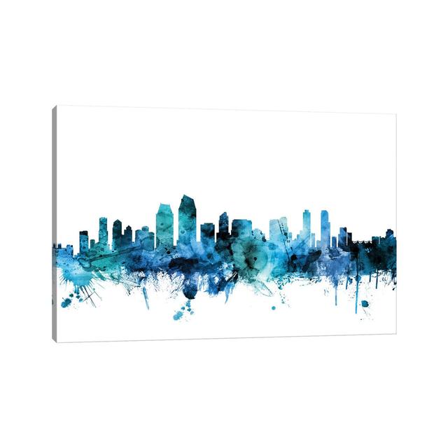 San Diego, California Skyline by Michael Tompsett - Wrapped Canvas Gallery-Wrapped Canvas Giclée Latitude Run Size: 101.6cm H x 152.4cm W x 3.81cm D on Productcaster.