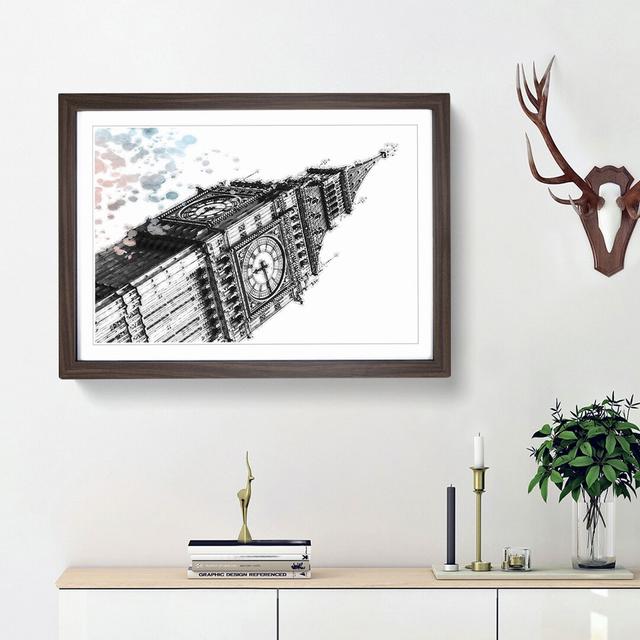 Big Ben in London in Abstract - Picture Frame Painting Print East Urban Home Size: 27cm H x 36cm W x 2cm D, Frame Option: Walnut Framed on Productcaster.