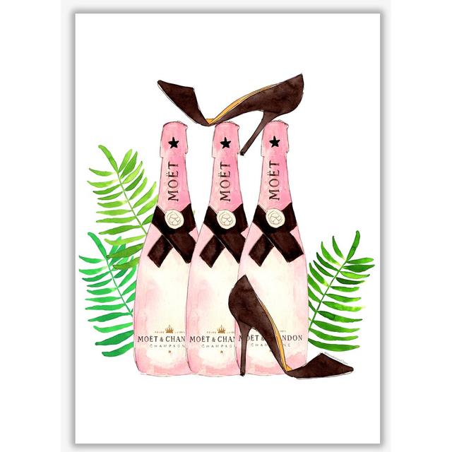 Moet And Heels - Print East Urban Home Frame Options: No Frame, Size: 59.4cm H x 42cm W x 4cm D on Productcaster.