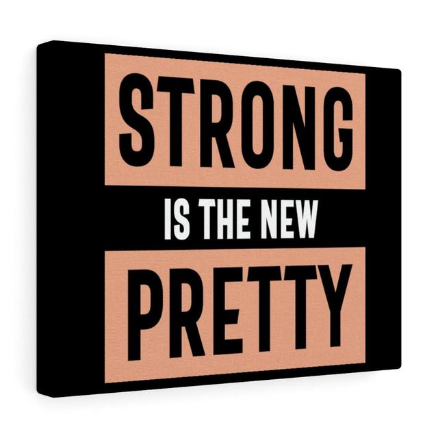 Strong Is the New Pretty - Wrapped Canvas Typography Blue Elephant on Productcaster.