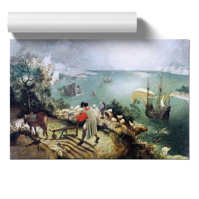 The Fall Of Icarus by Pieter Bruegel The Elder - No Frame Painting East Urban Home Size: 30cm H x 42cm W x 0.1cm D on Productcaster.