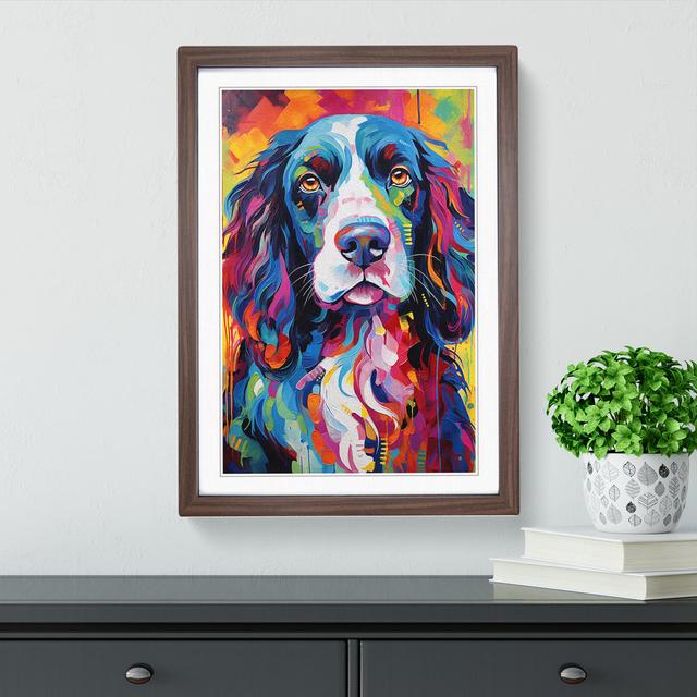 English Springer Spaniel Expressionism - Single Picture Frame Print on Wood Marlow Home Co. Frame Colour: Walnut, Size: 46cm H x 34cm W x 2cm D on Productcaster.