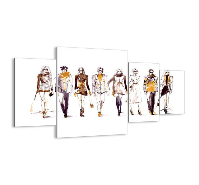 'Effortless Chic, Casual Elegance' - 4 Piece Unframed Painting Print Set on Glass Ebern Designs Size: 90cm H x 160cm W x 1.8cm D on Productcaster.