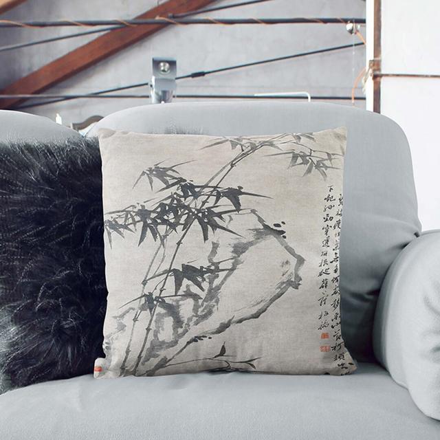 Bamboo & Rock by Zheng Xie Cushion with Filling East Urban Home Size: 40 x 40 cm, Backing Colour: Black on Productcaster.