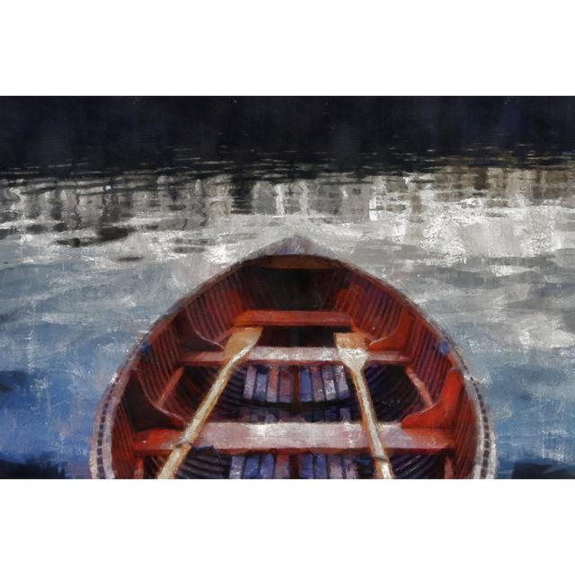 Painted Canoe Grey Blue - Wrapped Canvas Art Prints Breakwater Bay Size: 61cm H x 91cm W x 3.8cm D on Productcaster.