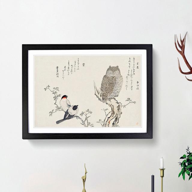 Bullfinch Birds & Hornes Owl by Kitagawa Utamaro - Picture Frame Art Print East Urban Home Frame Option: Black Framed, Size: 48cm H x 65cm W x 2cm D on Productcaster.