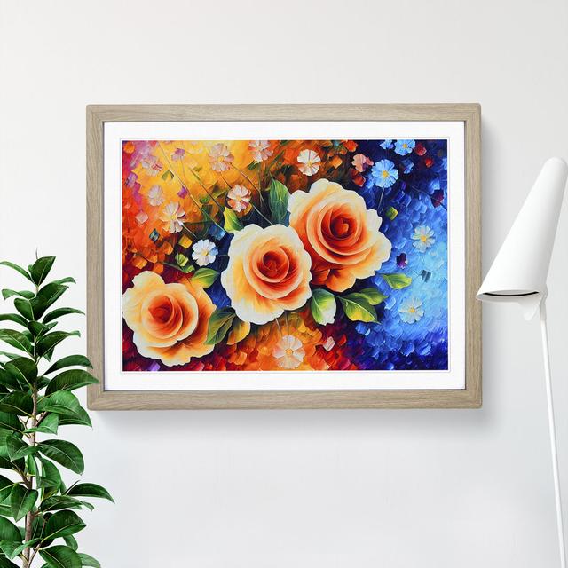 XH1022-8974X The Painted Roses Vol.2 Abstract - Single Picture Frame Print Marlow Home Co. Size: 34cm H x 46cm W x 2cm D, Format: Oak on Productcaster.