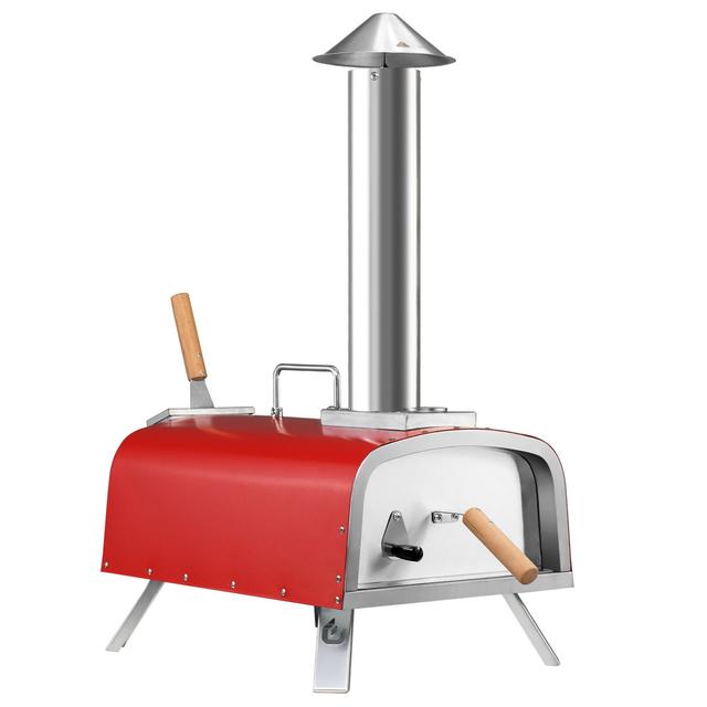 12inch Portable Freestanding Pellet & Wood Burning Outdoor Pizza Oven PIZZELLO Colour: Red on Productcaster.