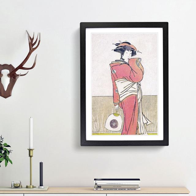 Lady Holding a Fan by Katsukawa Shunsho - Picture Frame Painting Print East Urban Home Size: 36cm H x 27cm W x 2cm D, Frame Option: Black Framed on Productcaster.