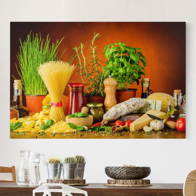 Italian Cuisine - Wrapped Canvas Rectangle Graphic Art on Canvas Ebern Designs on Productcaster.