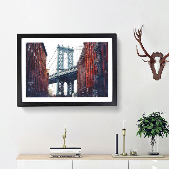 George Washington Bridge - Picture Frame Graphic Art Print East Urban Home Frame Option: Black Framed, Size: 33cm H x 45cm W x 2cm D on Productcaster.