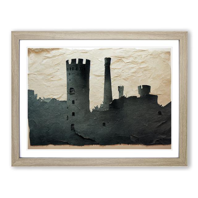 Castle Torn Paper - Picture Frame Graphic Art Marlow Home Co. Size: 34cm H x 46cm W x 2cm D, Frame Colour: Oak Framed on Productcaster.