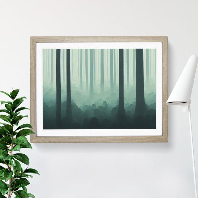 Stylish Forest - Single Picture Frame Painting Alpen Home Size: 46cm H x 64cm W x 2cm D, Frame Colour: Oak on Productcaster.