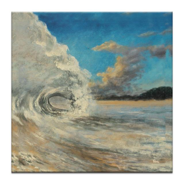 Silver Wave by Jennifer Webb - Wrapped Canvas Print East Urban Home Size: 76 cm H x 76 cm W, Frame Options: Grey/Blue on Productcaster.