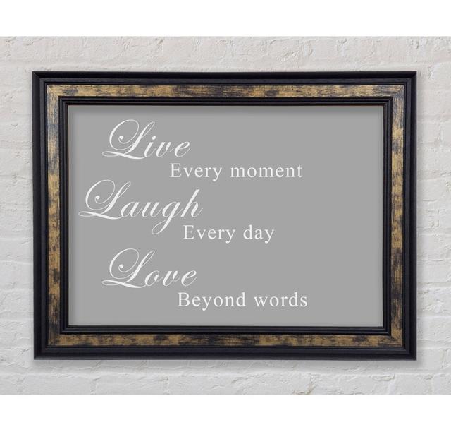 Gerahmtes Leinwandbild Love Quote Live Laugh Love White Happy Larry Größe: 42cm H x 59,7cm B x 8cm T, Farbe: Grau/Weiß, Format: Gold/Schwarz Gerahmtes on Productcaster.