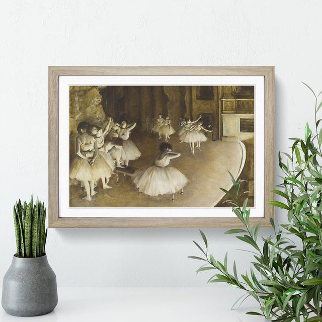 Ballet Rehearsal on Stage by Edgar Degas - Picture Frame Painting East Urban Home Frame Option: Oak Framed, Size: 36cm H x 48cm W x 2cm D on Productcaster.