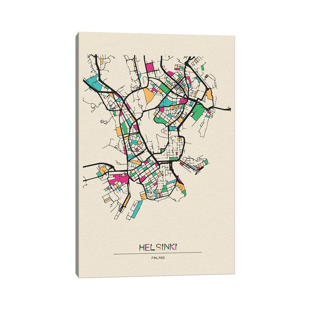 Helsinki, Finland Map by Ayse Deniz Akerman - Wrapped Canvas Graphic Art Ivy Bronx Size: 101.6cm H x 66.04cm W x 3.81cm D on Productcaster.