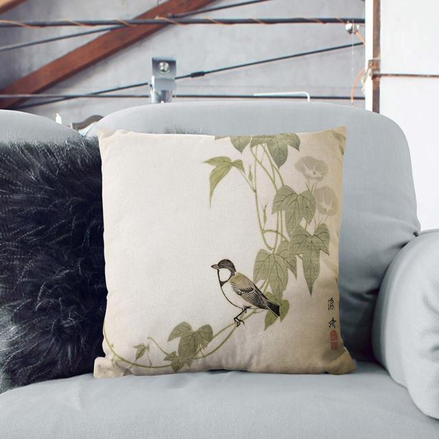 Bird on the Tree by Matsumura Goshun Cushion with Filling East Urban Home Size: 40 x 40 cm on Productcaster.