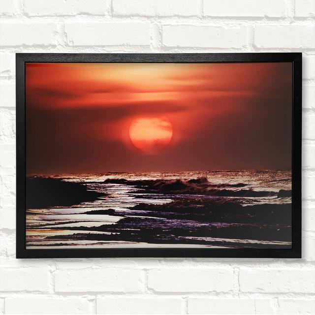 Stunning Pink Ocean Framed Print Highland Dunes Size: 84.1cm H x 118.9cm W x 3.3cm D, Format: Dark Grey Framed Canvas on Productcaster.