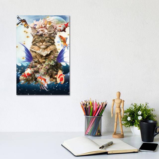 Maine Coon Cat Mermaid And Goldfish Happy Larry Size: 30.48cm H x 20.32cm W on Productcaster.