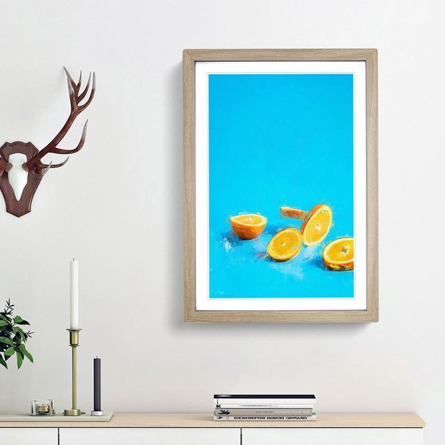 Falling Oranges - Picture Frame Graphic Art Print East Urban Home Size: 91cm H x 60cm W x 2cm D, Frame Option: Oak on Productcaster.