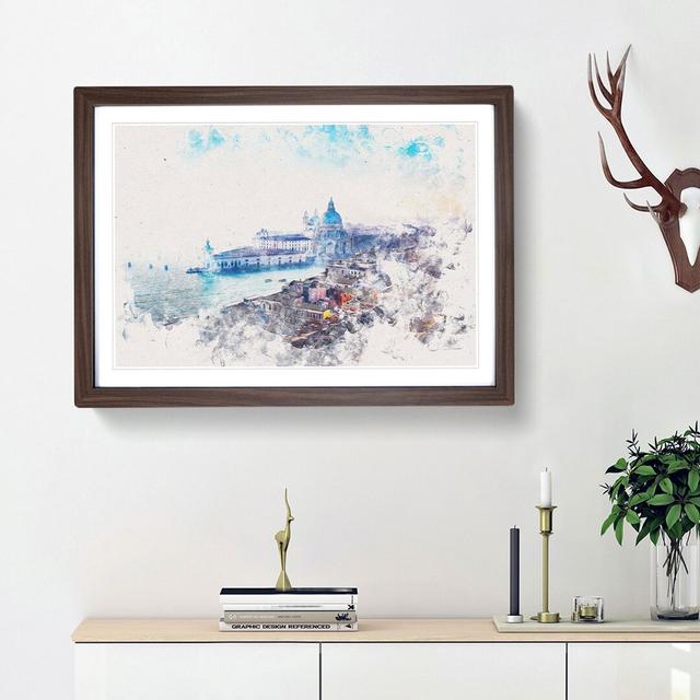 Venice Italy Skyline Watercolour - Picture Frame Graphic Art East Urban Home Size: 35cm H x 50cm W x 2cm D, Frame Option: Walnut on Productcaster.