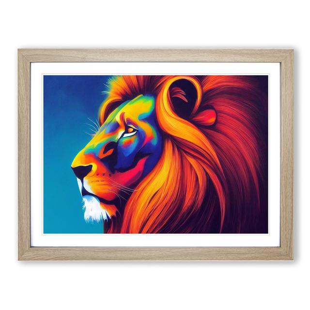 Compelling Lion - Picture Frame Graphic Art 17 Stories Frame Colour: Oak, Size: 46cm H x 64cm W x 2cm D on Productcaster.