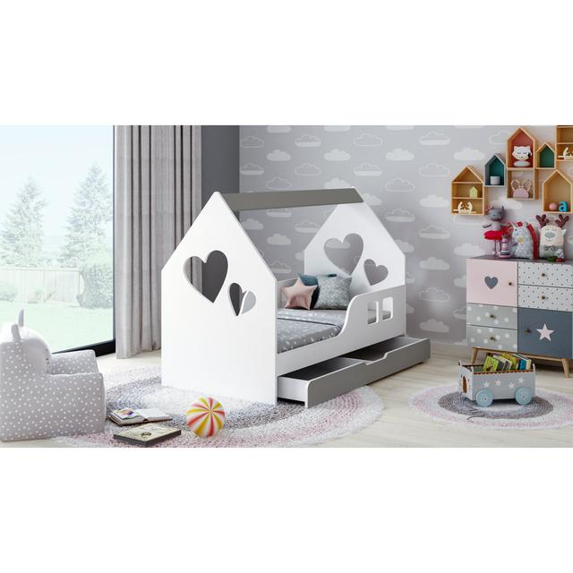 Shaftesbury House Bed with Drawer Harriet Bee Colour (Bed Frame): Dark Grey, Size: Cot Bed/Toddler (70 x 140cm) on Productcaster.