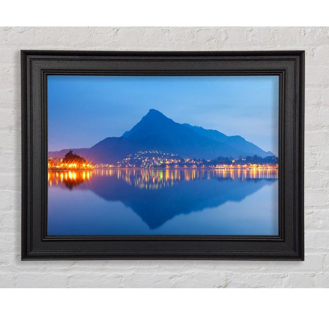 The Blue Mountain Reflects In The Tranquil Ocean Framed Print House of Hampton Size: 59.7cm H x 84.1cm W x 8cm D on Productcaster.